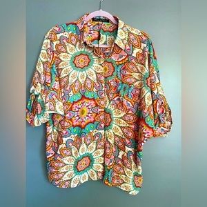 Rose & Olive Boho Floral‎ Mandala Blouse Size M NWOT